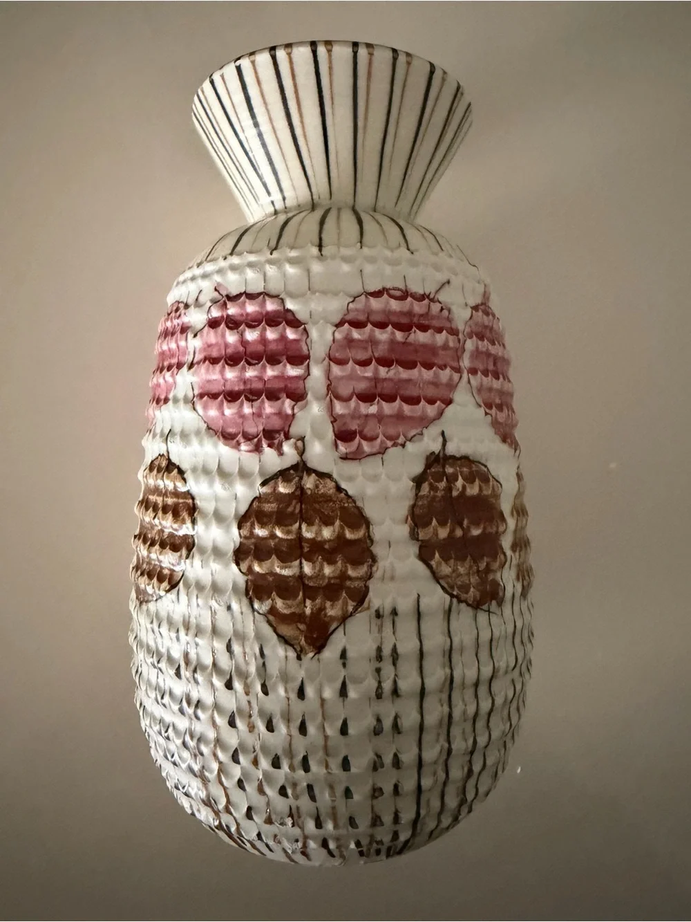 Mid Century Italian Ceramic Vase Leaf Motif